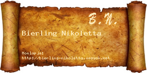 Bierling Nikoletta névjegykártya
